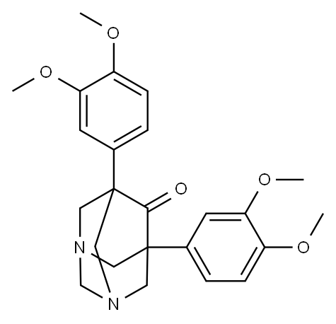 1,5-Bis(3,4-dimethoxyphenyl)-3,7-diazaadamantan-9-one 结构式