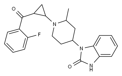 1-[1-[2-(2-Fluorobenzoyl)cyclopropyl]methyl-4-piperidinyl]-1H-benzimidazol-2(3H)-one 结构式