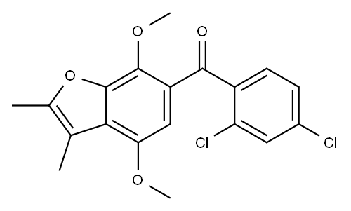 6-(2,4-Dichlorobenzoyl)-4,7-dimethoxy-2,3-dimethylbenzofuran 结构式