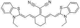 2-(2,6-BIS((E)-2-[3-ETHYL-1,3-BENZOTHIAZOL-2(3H)-YLIDENE]ETHYLIDENE)CYCLOHEXYLIDENE)MALONONITRILE 结构式