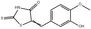 5-(3-羟基-4-甲氧基-苯亚甲基)-2-硫代-四氢噻唑-4-酮, 69505-47-1, 结构式