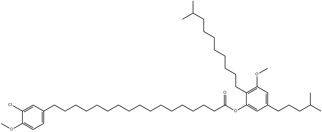 3-Chloro-4-methoxybenzeneheptadecanoic acid 3-methoxy-2-(9-methyldecyl)-5-(4-methylpentyl)phenyl ester 结构式
