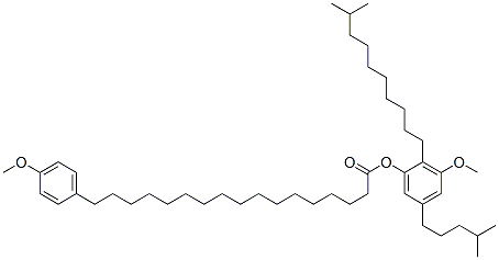 17-(4-Methoxyphenyl)heptadecanoic acid 3-methoxy-2-(9-methyldecyl)-5-(4-methylpentyl)phenyl ester 结构式