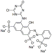 trisodium 5-[(6-chloro-1,4-dihydro-4-oxo-1,3,5-triazin-2-yl)amino]-4-hydroxy-3-[(2-sulphonatophenyl)azo]naphthalene-2,7-disulphonate 结构式