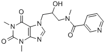 1,3-Dimethyl-7-[3-(N-nicotinoyl-N-methylamino)-2-hydroxypropyl]-1H-purine-2,6(3H,7H)-dione 结构式