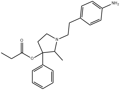 1-(p-Aminophenethyl)-2-methyl-3-phenylpyrrolidin-3-ol propionate 结构式