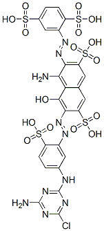 4-amino-6-[[5-[(4-amino-6-chloro-1,3,5-triazin-2-yl)amino]-2-sulphophenyl]azo]-3-[(2,5-disulphophenyl)azo]-5-hydroxynaphthalene-2,7-disulphonic acid Structure
