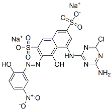 disodium 5-[(4-amino-6-chloro-1,3,5-triazin-2-yl)amino]-4-hydroxy-3-[(2-hydroxy-5-nitrophenyl)azo]naphthalene-2,7-disulphonate 结构式