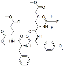 N-[N-[N-[S-(2-Methoxy-2-oxoethyl)-N-(trifluoroacetyl)-L-cysteinyl]-O-methyl-L-tyrosyl]-L-phenylalanyl]-L-glutamic acid dimethyl ester 结构式