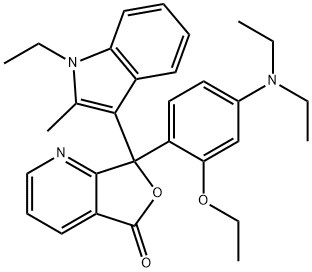 3-(4-二乙氨基-2-乙氧基苯基)-3-(1-乙基-2-甲基吲哚-3-基)-4-氮杂-2-苯并[C]呋喃酮, 69898-40-4, 结构式
