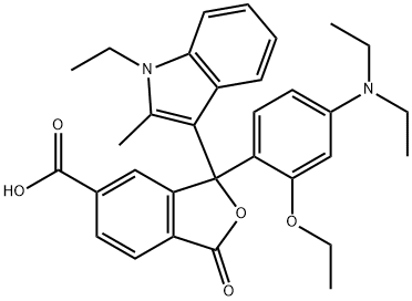 3-[4-(diethylamino)-2-ethoxyphenyl]-3-(1-ethyl-2-methyl-1H-indol-3-yl)-1,3-dihydro-1-oxoisobenzofuran-5-carboxylic acid 结构式