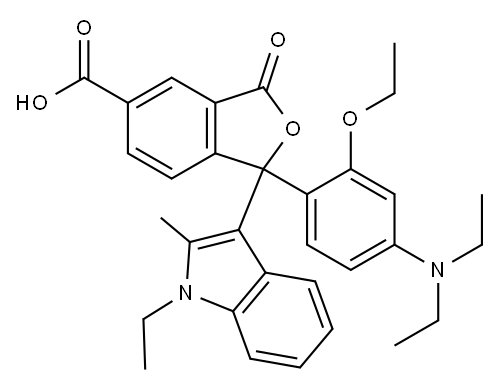 1-[4-(diethylamino)-2-ethoxyphenyl]-1-(1-ethyl-2-methyl-1H-indol-3-yl)-1,3-dihydro-3-oxoisobenzofuran-5-carboxylic acid 结构式