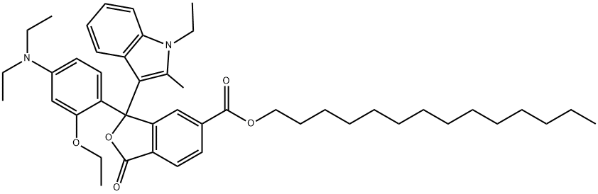tetradecyl 3-[4-(diethylamino)-2-ethoxyphenyl]-3-(1-ethyl-2-methyl-1H-indol-3-yl)-1,3-dihydro-1-oxoisobenzofuran-5-carboxylate 结构式