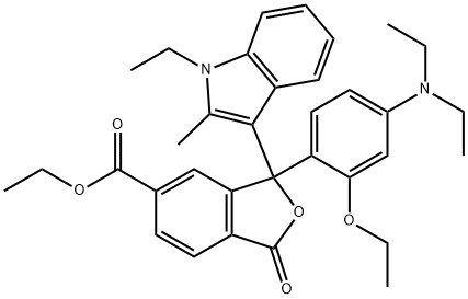 ethyl 3-[4-(diethylamino)-2-ethoxyphenyl]-3-(1-ethyl-2-methyl-1H-indol-3-yl)-1,3-dihydro-1-oxoisobenzofuran-5-carboxylate 结构式
