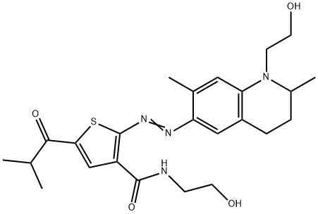 N-(2-Hydroxyethyl)-5-(2-methyl-1-oxopropyl)-2-[[[1,2,3,4-tetrahydro-1-(2-hydroxyethyl)-2,7-dimethylquinolin]-6-yl]azo]-3-thiophenecarboxamide 结构式