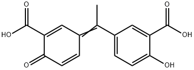 5-[1-(3-羧基-4-氧代-2,5-环己二烯-1-亚基)乙基]-2-羟基苯甲酸 结构式