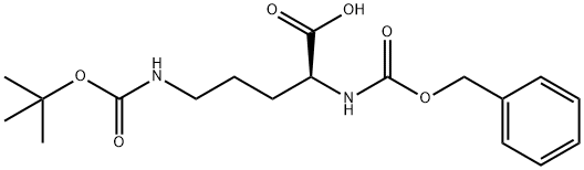 Nα-ベンジロキシカルボニル-Nε-(tert-ブトキシカルボニル)-L-オルニチン 化学構造式