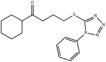 1-cyclohexyl-4-(1-phenyl-5-tetrazolyl)thio-1-butanone 结构式