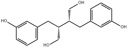 2,3-ビス(3-ヒドロキシベンジル)ブタン-1,4-ジオール 化学構造式