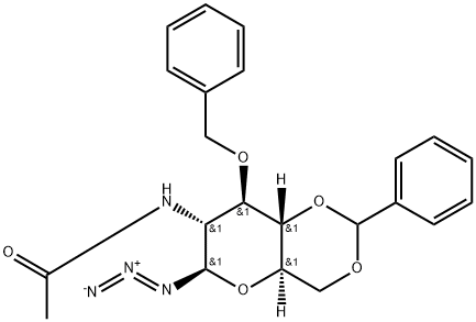 2-乙酰氨基-3-O-苄基-4,6-O-苯亚甲基-2-脱氧-Β-D-吡喃葡萄糖基叠氮, 80887-27-0, 结构式
