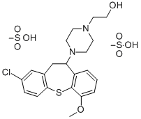 1-Piperazineethanol, 4-(2-chloro-10,11-dihydro-6-methoxydibenzo(b,f)th iepin-10-yl)-, dimethanesulfonate (salt) 结构式