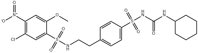 1-[4-[2-[(5-chloro-2-methoxy-4-nitro-phenyl)sulfonylamino]ethyl]phenyl ]sulfonyl-3-cyclohexyl-urea 结构式