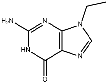 2-アミノ-9-エチル-1,9-ジヒドロ-6H-プリン-6-オン 化学構造式