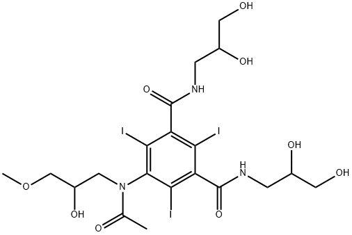 IODIXANOL  RELATED COMPOUND D  (50 MG)  (5-[ACETYL(2-HYDROXY-3-METHYLPROPYL)AMINO]-N,N'-BIS(2,3-DIHYDROXYPROPYL)2,4,6-TRIIODO-1,3-BENZE-NEDICARBOXAMIDE) Struktur