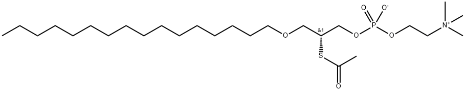 1-O-十六烷基-2-硫代乙酰基-2-脱氧-SN-甘油基-3-磷酸胆碱, 96801-55-7, 结构式