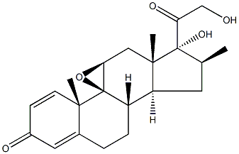 9β,11β-エポキシ-17α,21-ジヒドロキシ-16β-メチルプレグナ-1,4-ジエン-3,20-ジオン 化学構造式
